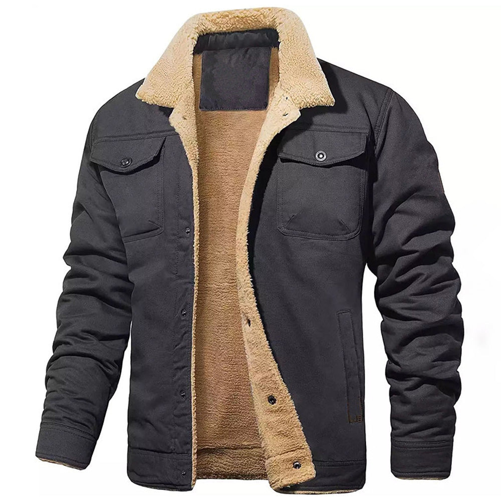 Otoño Invierno Polar Grueso Slim Fit Hombres Chaqueta Caliente