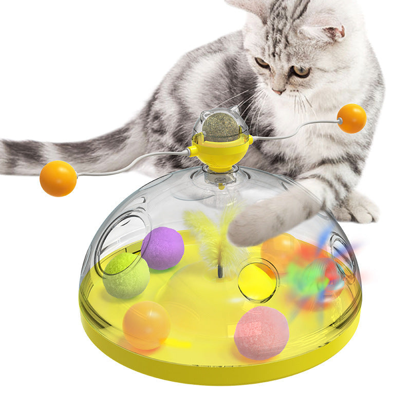 Meows – moulin à vent amusant pour chat, jouets interactifs multifonctionnels, plateau tournant, jouets éducatifs pour animaux de compagnie, avec herbe à chat, boule lumineuse, Pinwheel, produits pour animaux de compagnie