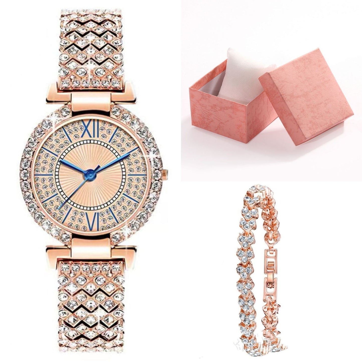 Montre à quartz de luxe élégante et assortie avec diamants pour femmes