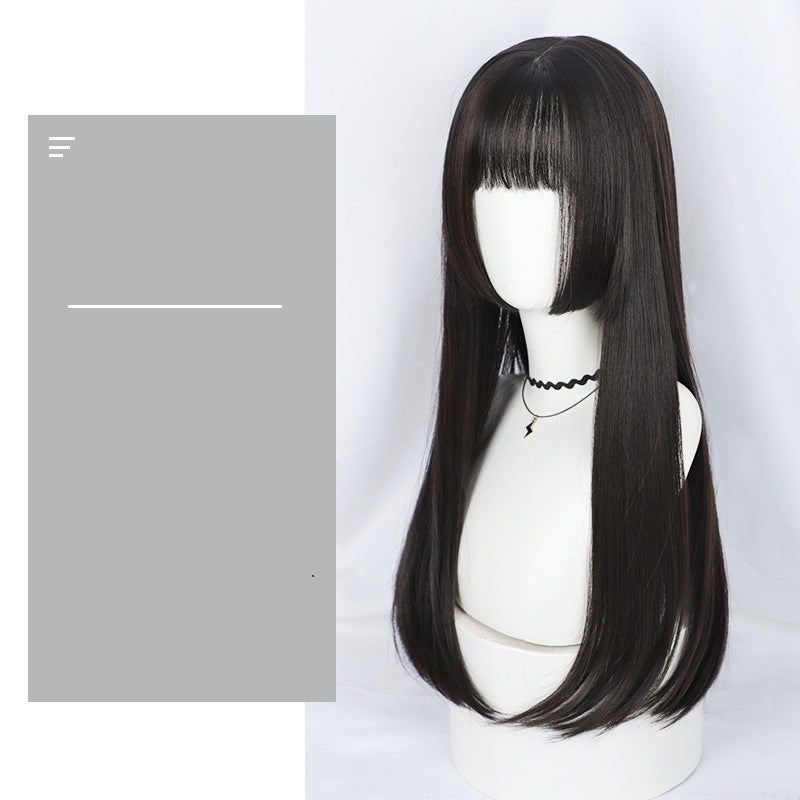 Straight Wig Women's Mid-length Hair Natural Full Headgear