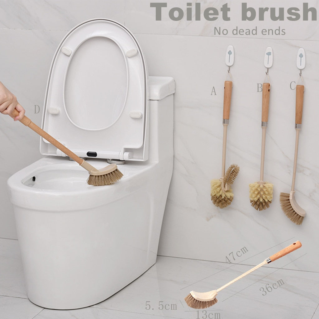 Poignée de ménage en bois brosse de toilette outils de nettoyage brosse de nettoyage de salle de bain brosses de nettoyage de sol de cuisine