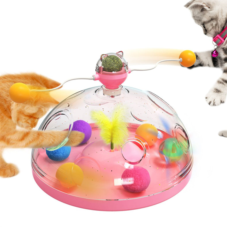 Meows – moulin à vent amusant pour chat, jouets interactifs multifonctionnels, plateau tournant, jouets éducatifs pour animaux de compagnie, avec herbe à chat, boule lumineuse, Pinwheel, produits pour animaux de compagnie