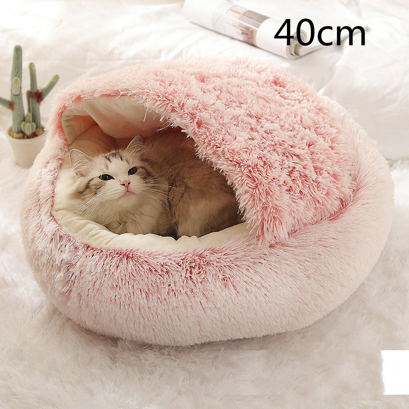 Cama 2 en 1 para perros y gatos, cama de invierno para mascotas, cama redonda de felpa cálida, cama suave y larga para mascotas