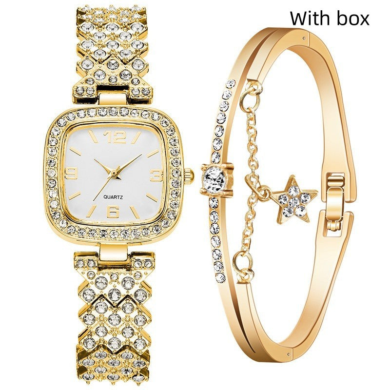 Ensemble deux pièces bracelet-montre diamant pour femme