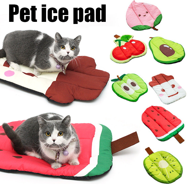 Tapis de refroidissement pour chien, lits pour animaux de compagnie, tapis pour chat, soie glacée, coussin auto-refroidissant, couverture d'été lavable, tissu Oxford rafraîchissant, fruits d'été