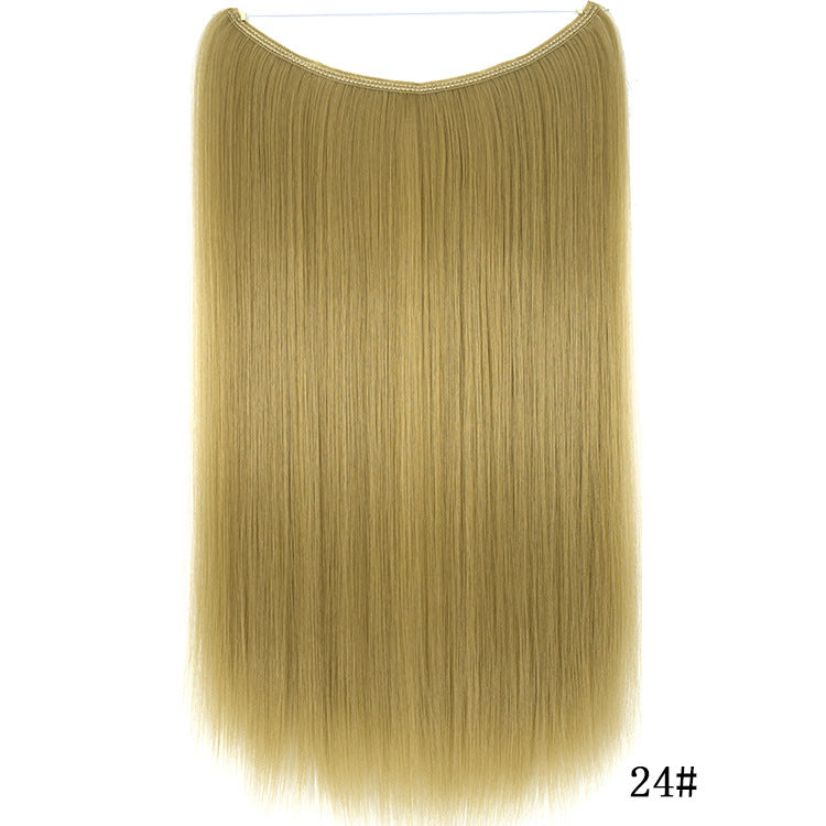 Extensiones de cabello con hilo Invisible de 22 pulgadas, sin clips, línea de pescado secreta, postizos, sintético liso y sedoso