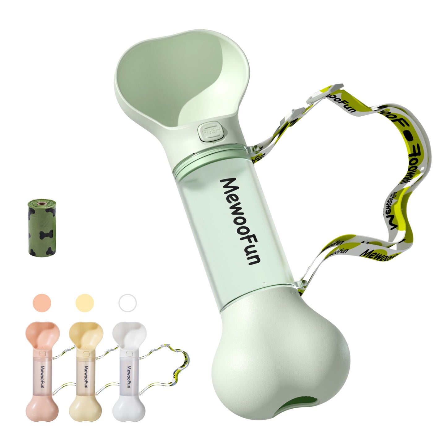 Mewoofun bouteille d'eau pour chien, bol d'alimentation 2 en 1, anti-fuite, bouteille de nourriture Portable pour animaux de compagnie, voyage en plein air, boisson incluse, sac à excréments