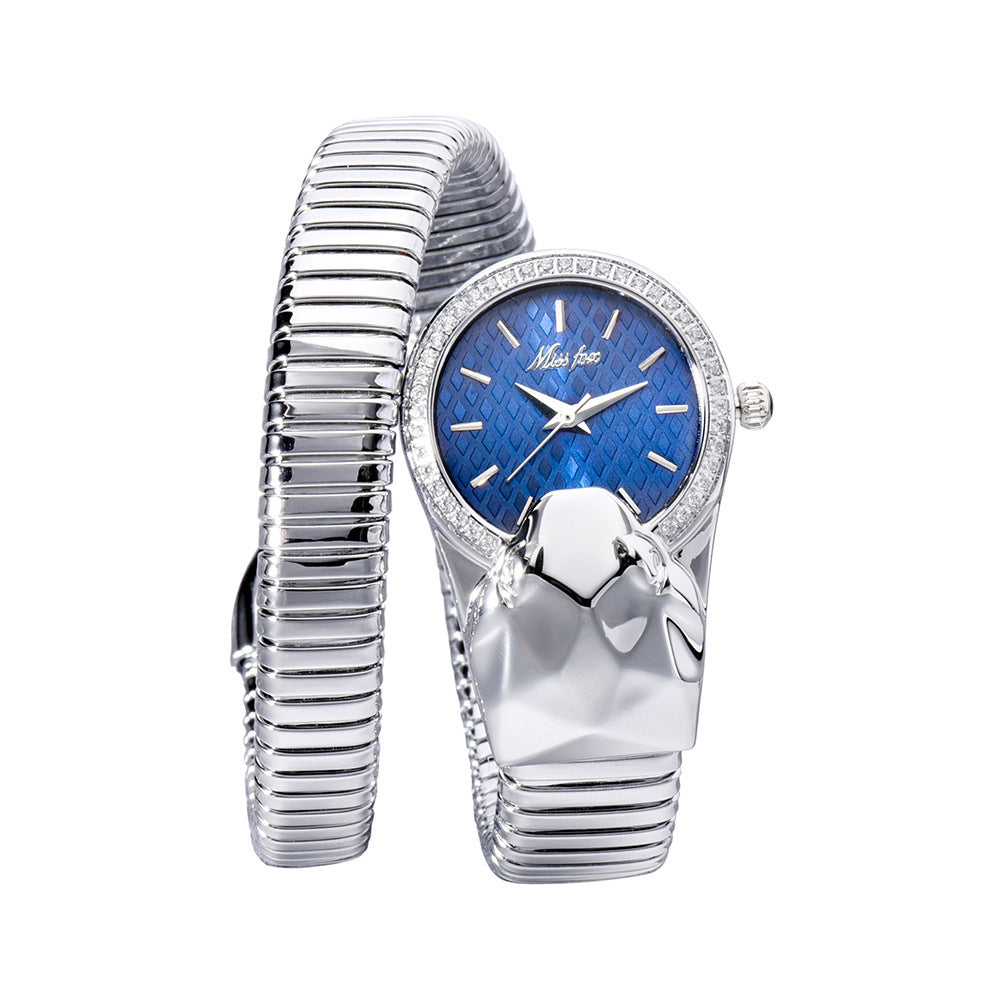 Montre serpent incrustée de diamants tendance pour femmes