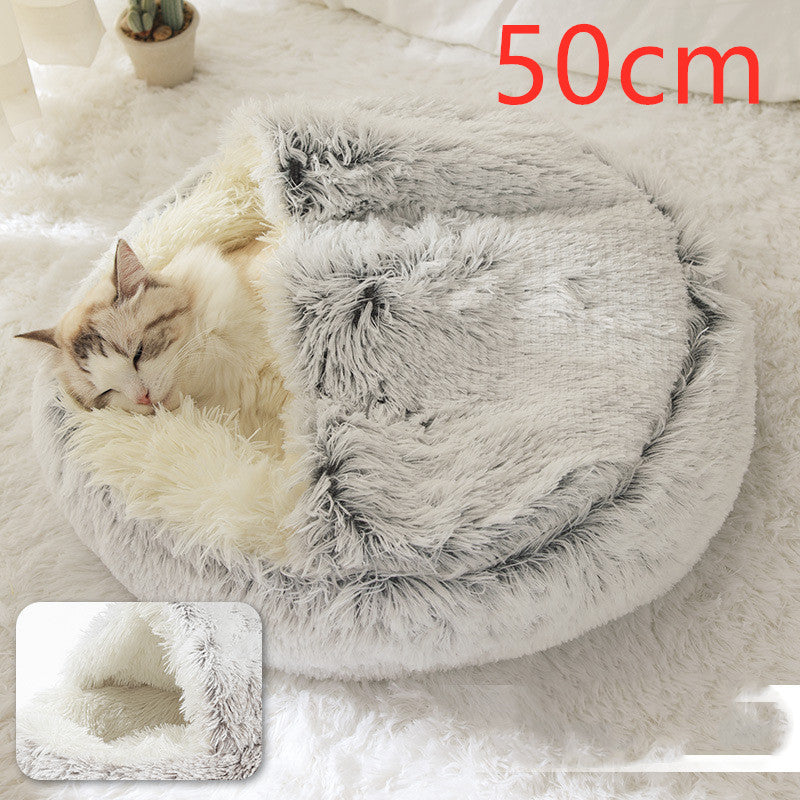 Cama 2 en 1 para perros y gatos, cama de invierno para mascotas, cama redonda de felpa cálida, cama suave y larga para mascotas