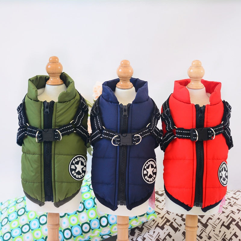 Ropa impermeable para perros, abrigo de invierno con arnés, ropa cálida para mascotas, chaqueta para perros grandes, disfraz de abrigo para Labrador Chihuahua