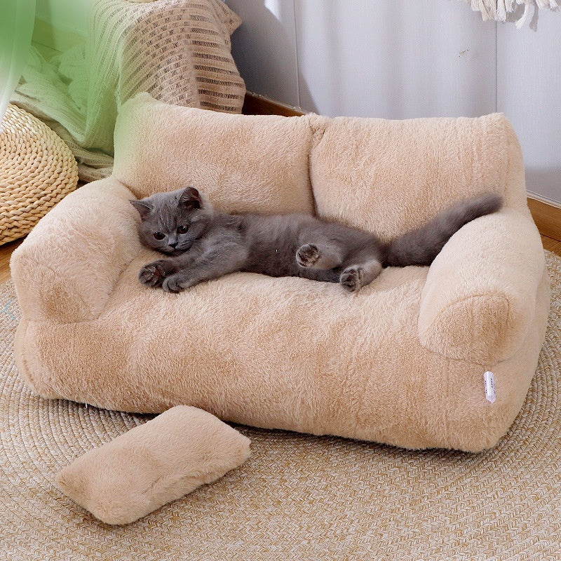 Sofá cama de lujo para gatos, nido de Gato cálido para invierno, cama para mascotas para perros pequeños y medianos, cama cómoda de felpa para cachorros, suministros para mascotas