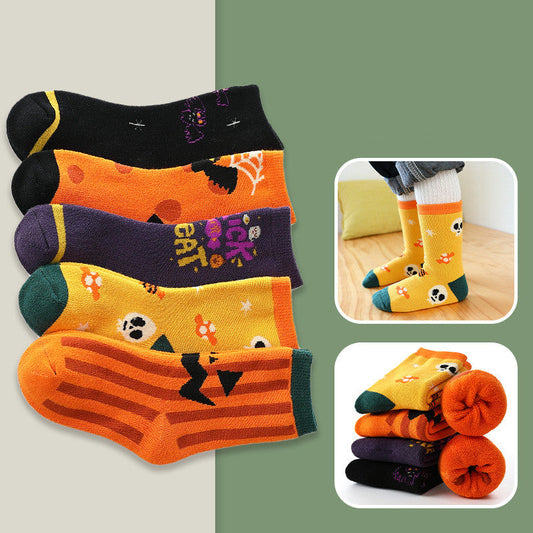 Calcetines de media pantorrilla de rizo para niños de Halloween