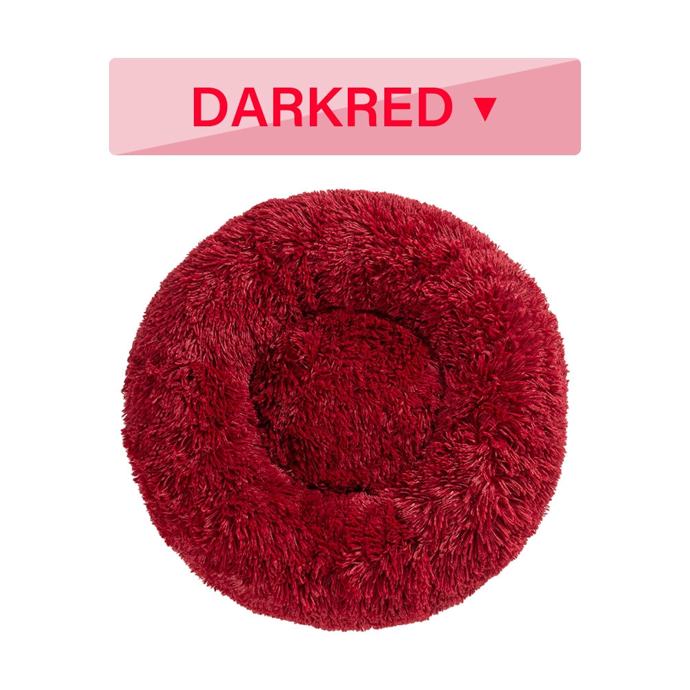 Lit moelleux en forme de beignet pour chien, coussin chaud et doux en peluche pour animal de compagnie, maison pour chien et chat, tapis de canapé lavable, apaisant, pour petits et grands chiens