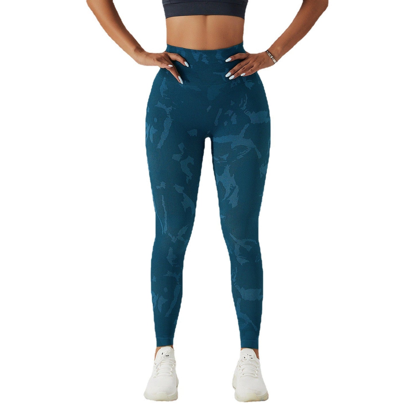 Pantalon de Fitness Camouflage pêche hanche surélevée femme séchage rapide