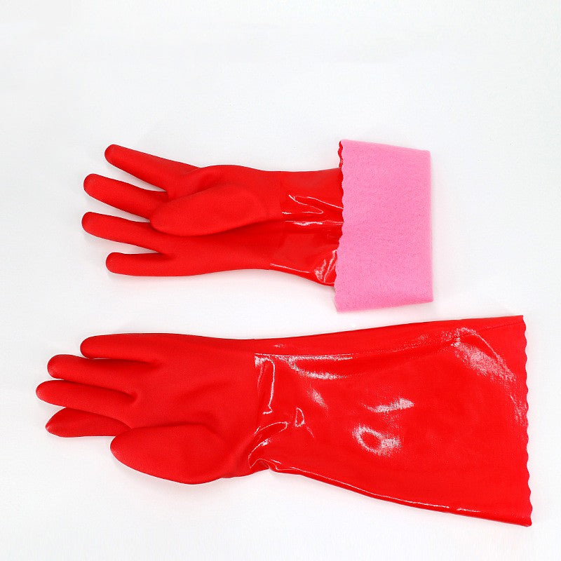 Extended Rubber Gloves With Plush Lining