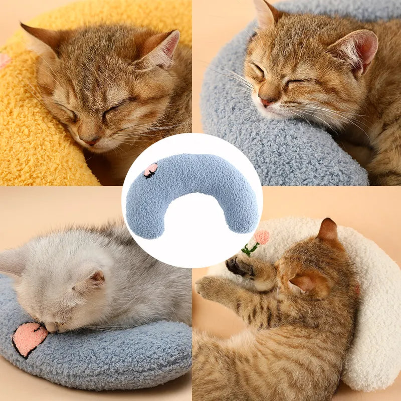 Petit oreiller pour chats, protection du cou à la mode, sommeil profond, chiot, oreiller en forme de U, oreiller pour animaux de compagnie, chaton, appui-tête pour chien, produits pour animaux de compagnie