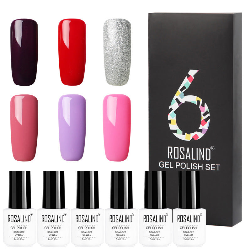 Ensemble de vernis à ongles Gel de couleur unie, coffret cadeau de manucure, 6 couleurs