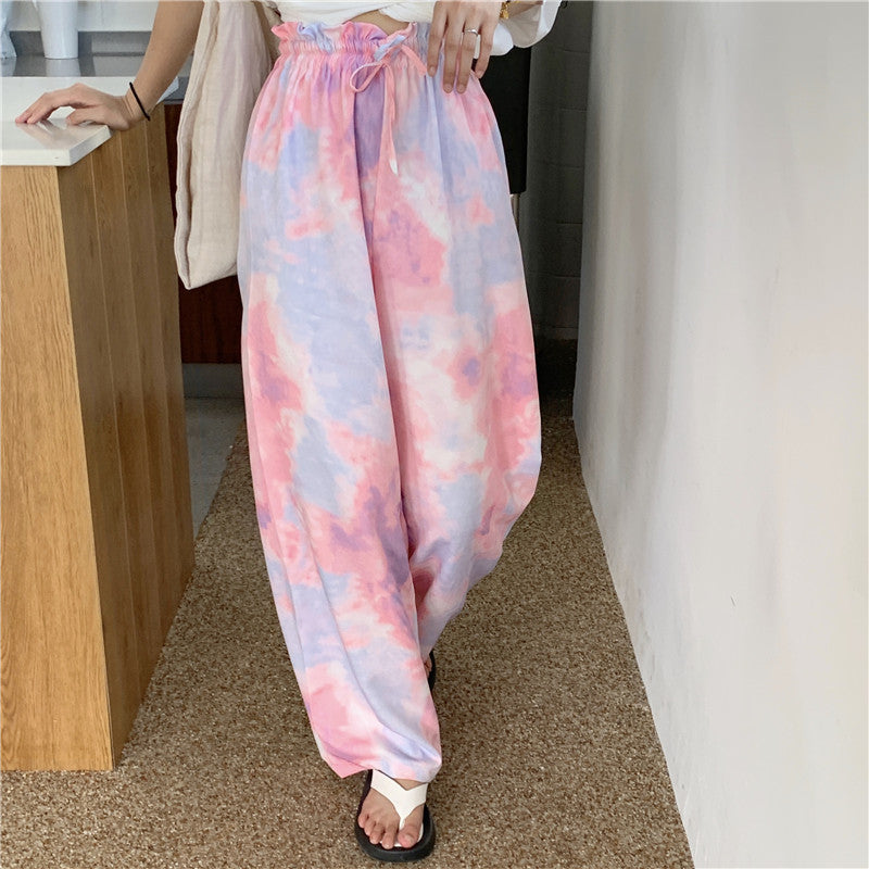 Tie-dye wide-leg pants