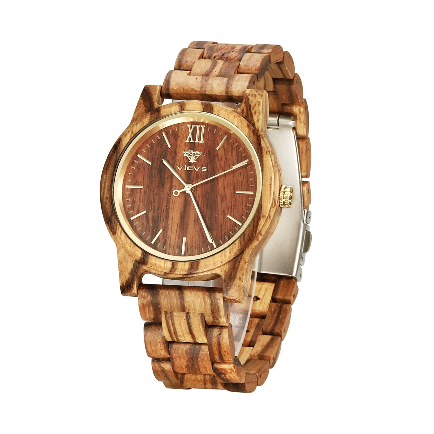 Montre à quartz en bois de mode zèbre