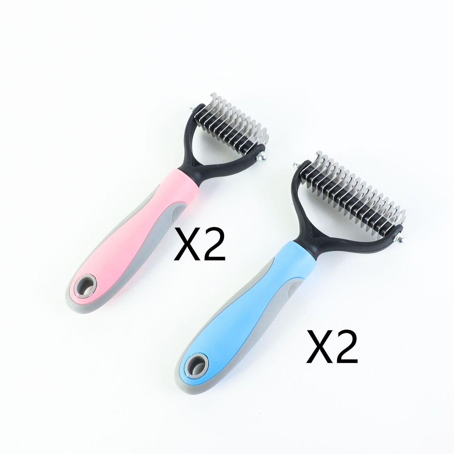 Brosse Double face en acier inoxydable pour animaux de compagnie, peigne d'épilation, démêlage, toilettage pour chiens, outils de perte