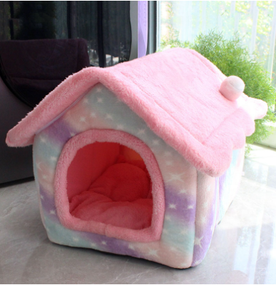 Casa plegable para perros, cama para Gato, Villa para perros de invierno, caseta para dormir, nido extraíble, cueva cerrada cálida, sofá, suministros para mascotas