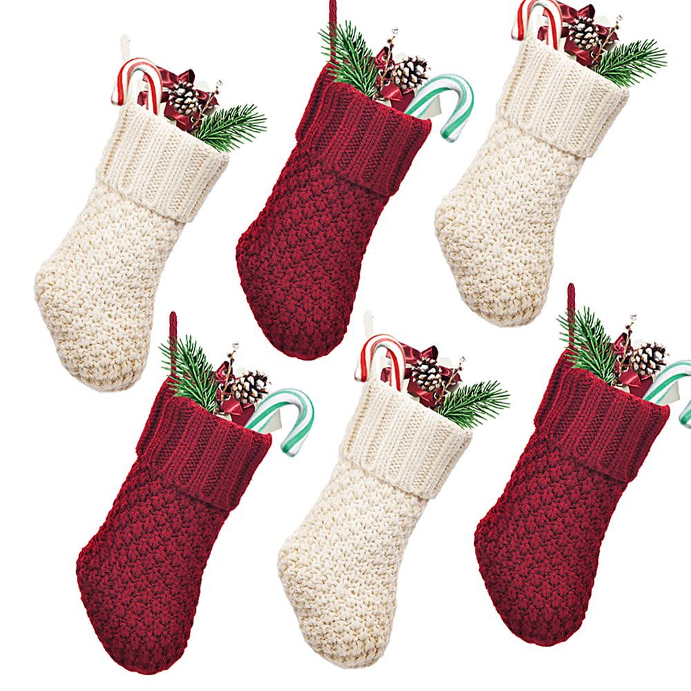 Christmas Decoration Solid Color Knitted Christmas Gift Socks