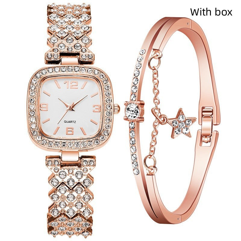 Ensemble deux pièces bracelet-montre diamant pour femme