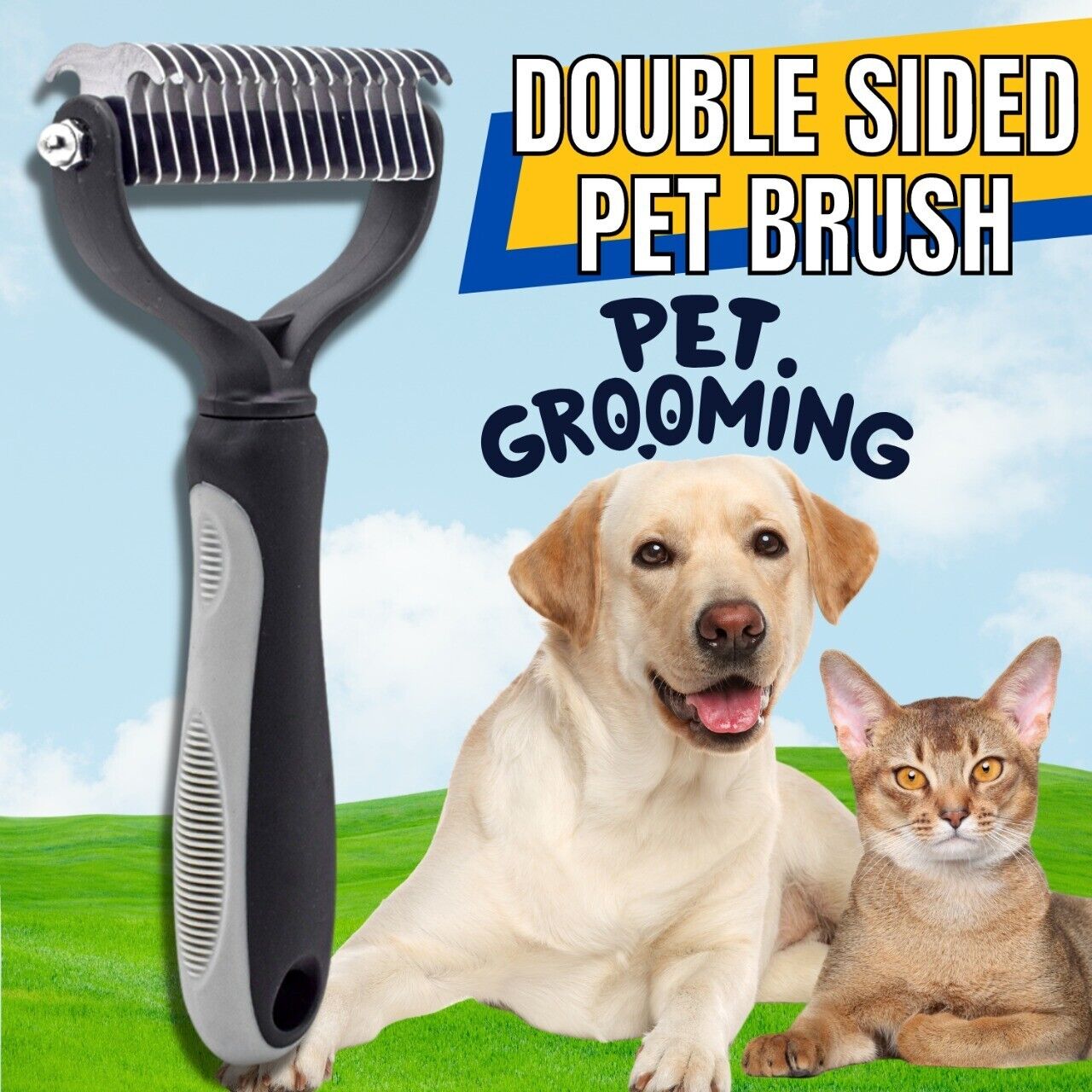 Outil de toilettage professionnel pour animaux de compagnie, sous-poil 2 faces pour chien et chat, peigne de perte, brosse pour animaux de compagnie