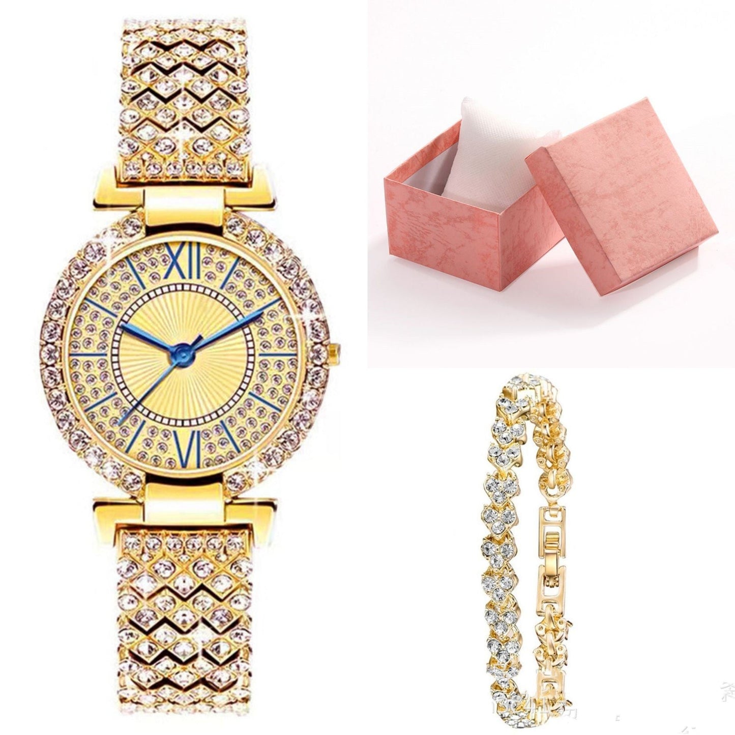 Montre à quartz de luxe élégante et assortie avec diamants pour femmes