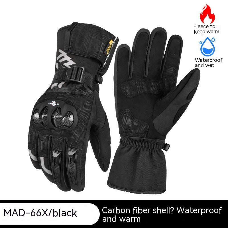 Guantes cálidos para montar en motocicleta, fibra de carbono para hombre, resistentes a caídas