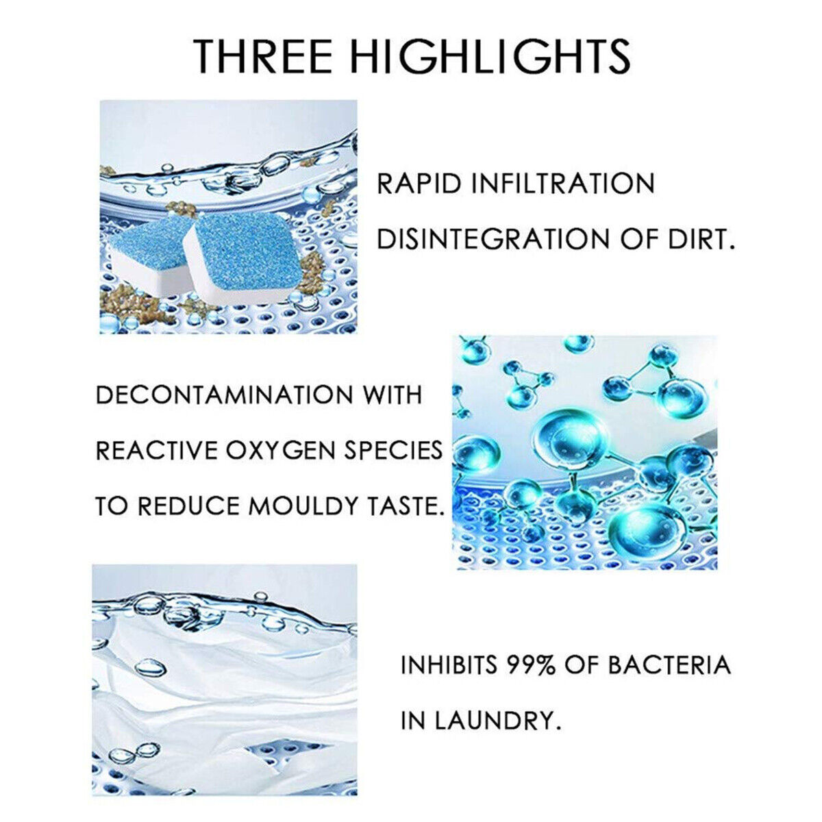 Nettoyant pour machine à laver, paquet de 14, tablettes de nettoyage en profondeur pour chargement frontal et supérieur