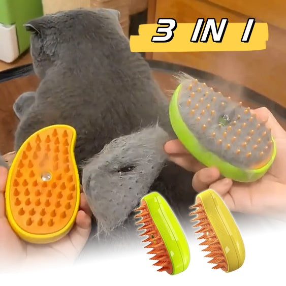 Brosse à vapeur 3 en 1 pour chat, peigne de Massage électrique pour chiens et chats, pour animaux de compagnie, toilettage, pour enlever les poils de chat