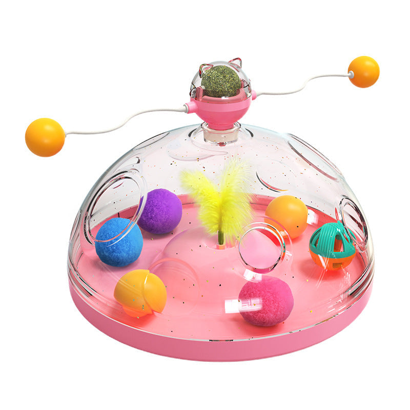 Meows – moulin à vent amusant pour chat, jouets interactifs multifonctionnels, plateau tournant, jouets éducatifs pour animaux de compagnie, avec herbe à chat, boule lumineuse, Pinwheel, produits pour animaux de compagnie