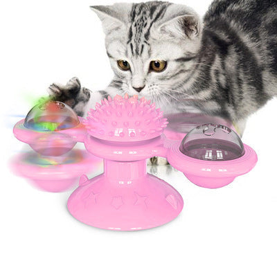 Moulin à vent rotatif pour chat, jouets multifonctions, dispositif de grattage des démangeaisons, jouet brillant pour dents