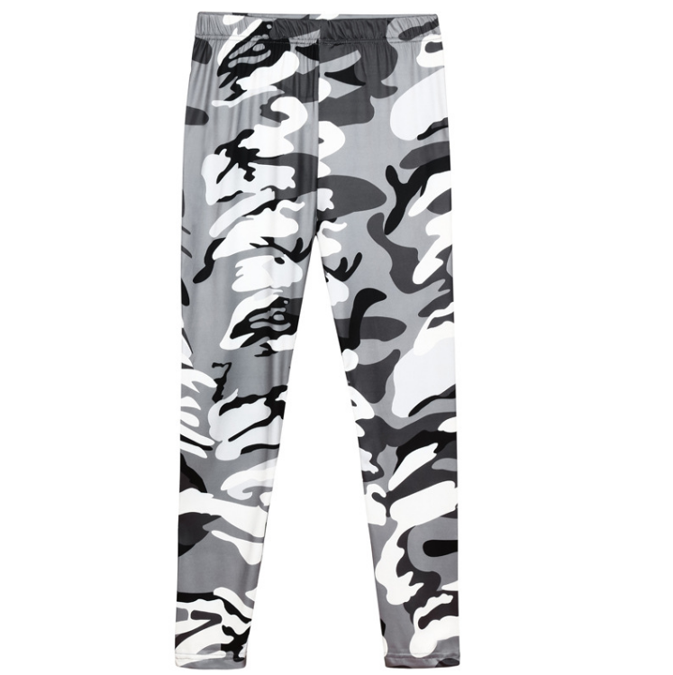 Pantalon Legging Décontracté Gris Imprimé Camouflage