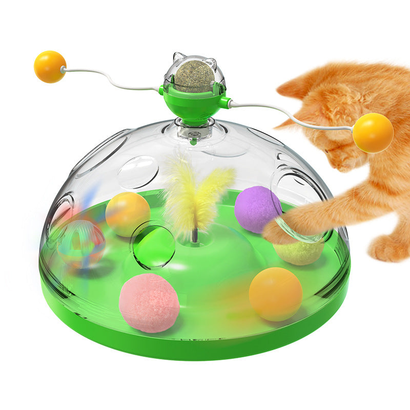 Meows – moulin à vent amusant pour chat, jouets interactifs multifonctionnels, plateau tournant, jouets éducatifs pour animaux de compagnie, avec herbe à chat, boule lumineuse, Pinwheel, produits pour animaux de compagnie