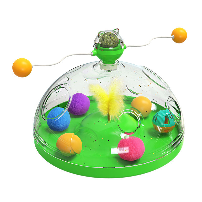 Meows – moulin à vent amusant pour chat, jouets interactifs multifonctionnels, plateau tournant, jouets éducatifs pour animaux de compagnie, avec herbe à chat, boule lumineuse, Pinwheel, produits pour animaux de compagnie