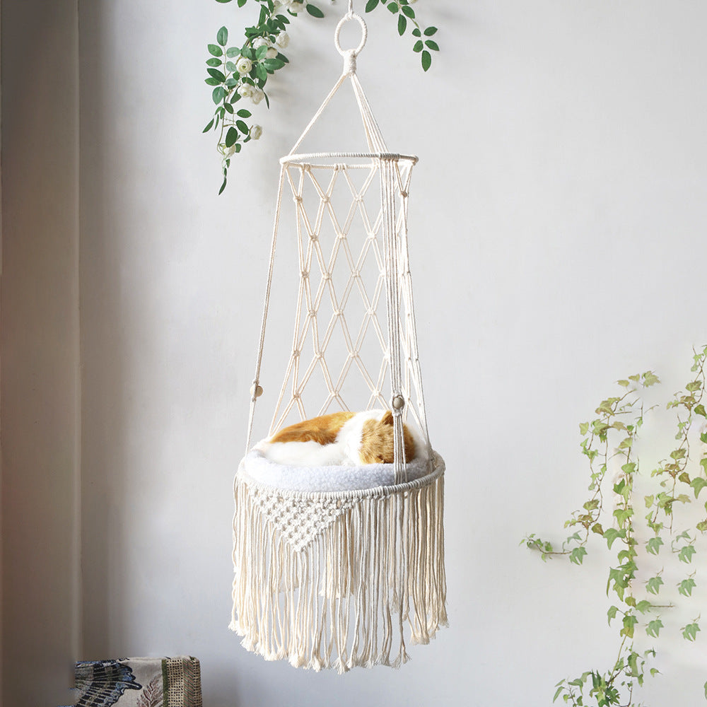 Macramé colgante cama para mascotas macramé gato hamaca colgante de pared gato hamaca macramé gato cama-regalos para mascotas hamaca macramé gato columpio