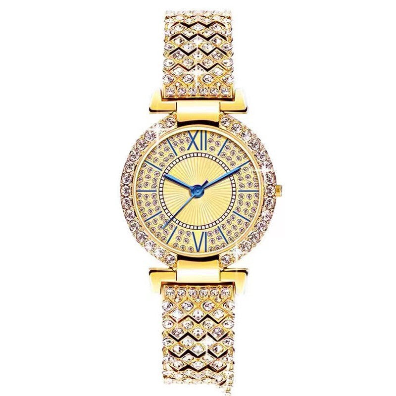 Montre à quartz de luxe élégante et assortie avec diamants pour femmes