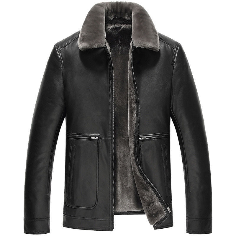 Veste de moto courte et chic en cuir pour homme, manteau épais