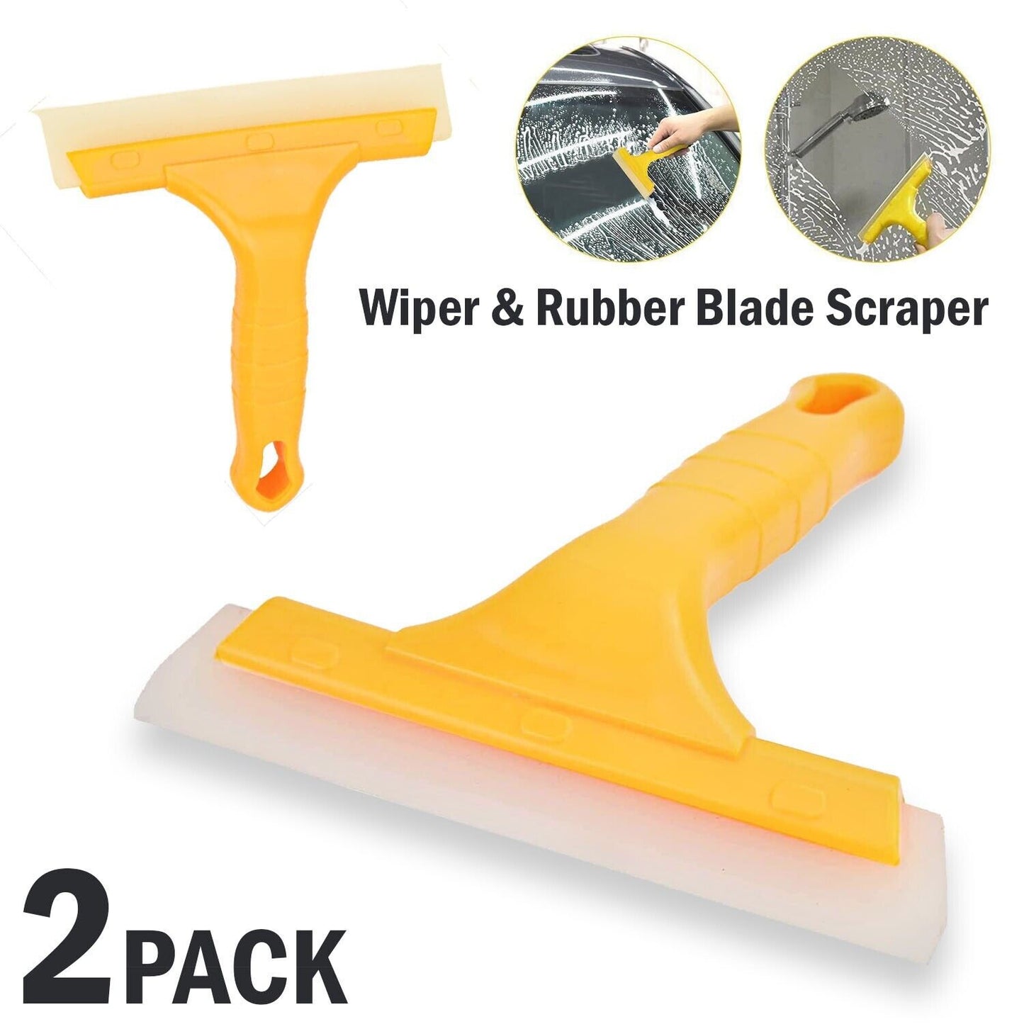 2pc Window Squeegee Shower Cleaner Car Home Glass Wash Water Wiper Ice Scraper