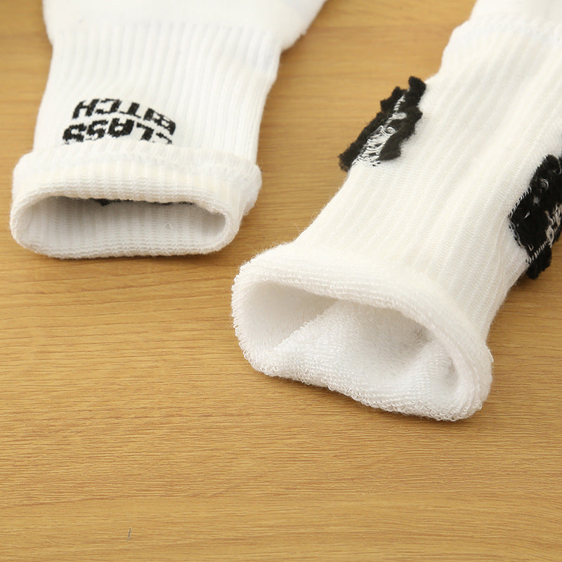 Chaussettes de mollet respirantes et confortables, lettres anglaises simples, blanches, pour hommes et femmes, même Style