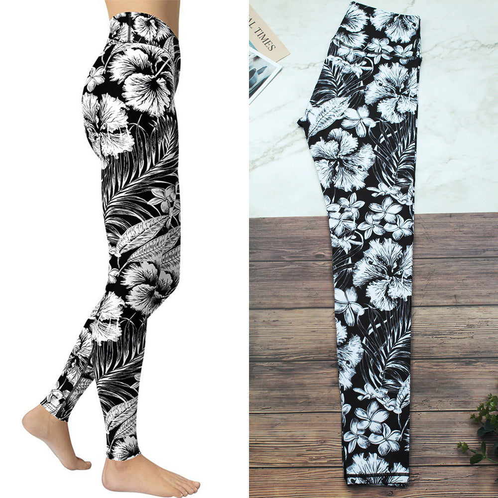 Leggings deportivos de color blanco y negro Pantalones de yoga