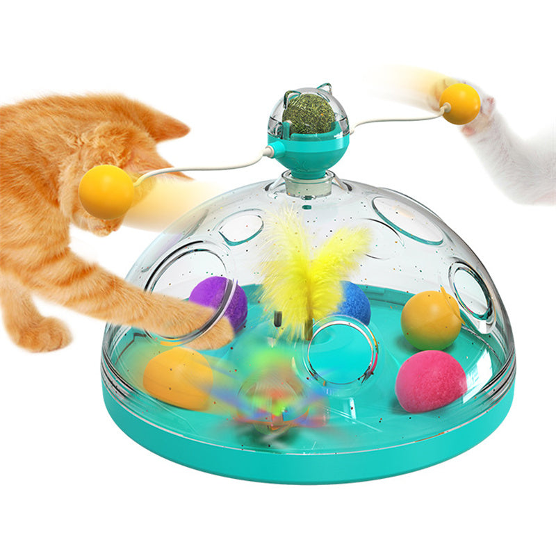 Meows – moulin à vent amusant pour chat, jouets interactifs multifonctionnels, plateau tournant, jouets éducatifs pour animaux de compagnie, avec herbe à chat, boule lumineuse, Pinwheel, produits pour animaux de compagnie