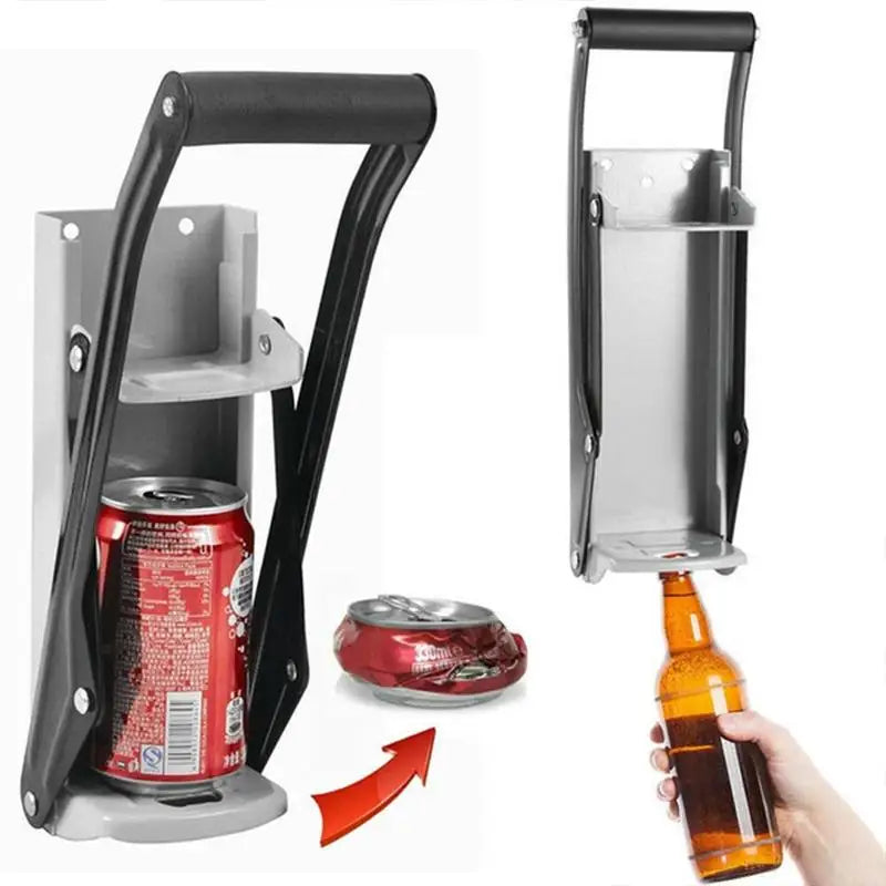 2 in 1 Can  Portable Metal Crusher Smasher Crush Soda Beer Can Drink Bottle Opener Bar Tool Kitchen Gadgets for Jars Canisters