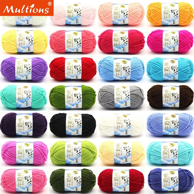 Fil de laine à tricoter en coton au lait, 50g, 5 plis, couture, Lanas teints pour Crochet artisanal, pull, chapeau, poupées, couture, outils de tricot