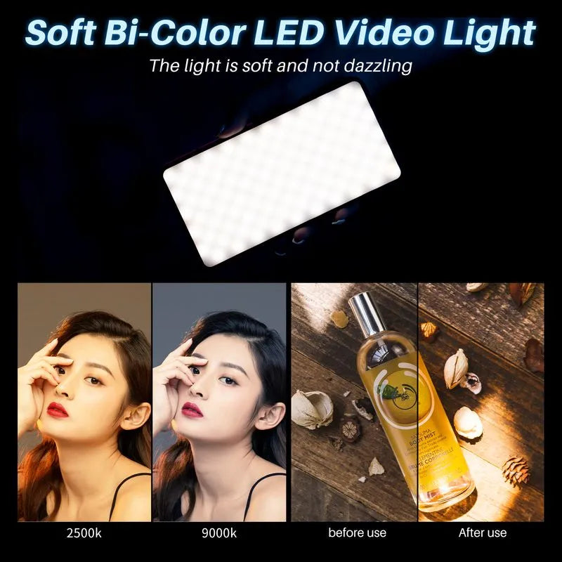 VIJIM Ulanzi VL200 Led lumière vidéo avec diffuseur souple 360 ​​° rotule 5000mAh 2500-9000k panneau de remplissage lampe caméra lumière pour Youtube