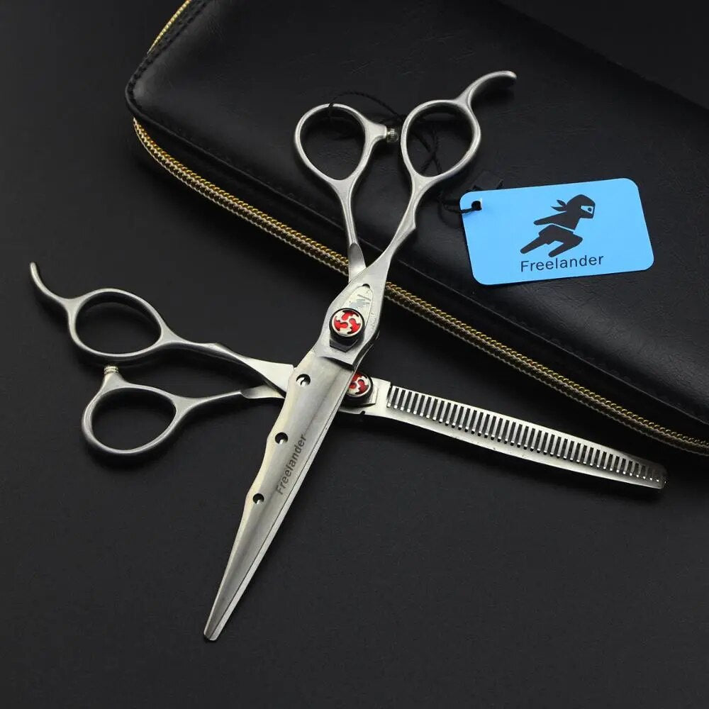 7" left handed hairdressing scissors matte left hand hair scissors for salon barber left cutting lefty thinning shears