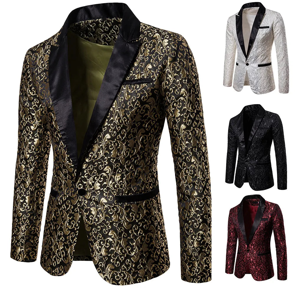 Costume de soirée à fleurs pour hommes, veste de dîner élégante, Blazer de mariage, smoking de bal