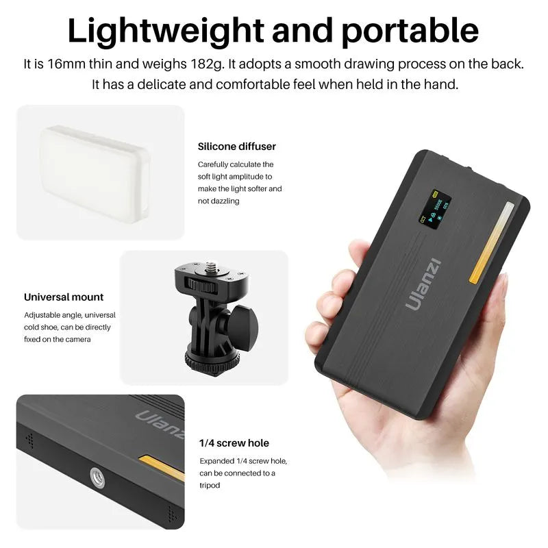 VIJIM Ulanzi VL200 luz Led para vídeo con difusor suave cabezal de bola de 360 ​​° 5000mAh 2500-9000k lámpara de Panel de relleno luz de cámara para Youtube